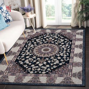 فرش ماشینی طرح ماهور سرمه ای 672شانه تراکم2100