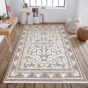 فرش ماشینی طرح لوتوس سیلور 700شانه تراکم2100